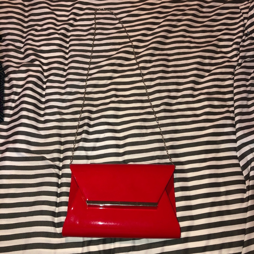 Red clutch bag